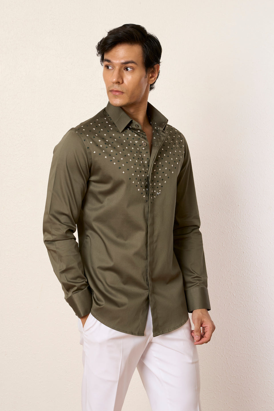 Gargee Designer's Olive Cross Stitch Star Shirt Gargee
