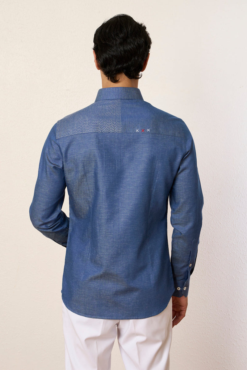 Gargee Designer's Classic Denim Kantha Shirt Gargee