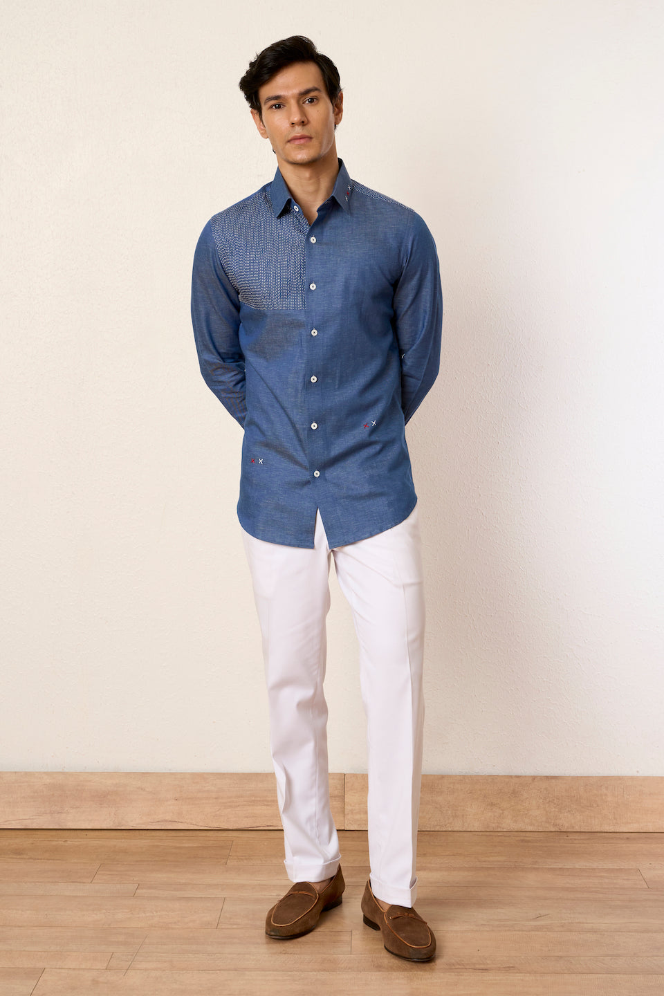 Gargee Designer's Classic Denim Kantha Shirt Gargee