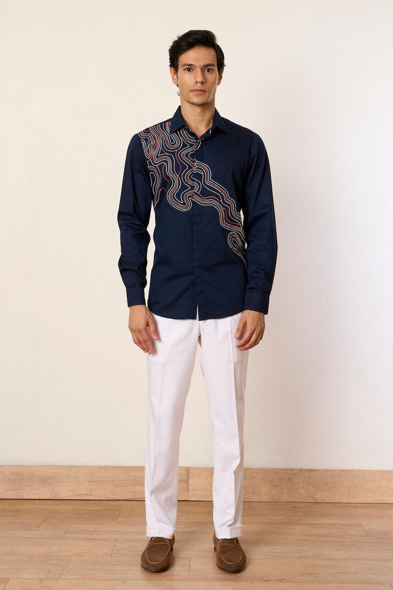 Gargee Designer's Blue Organic Yoke Shirt Gargee