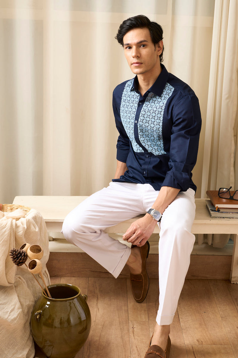 Gargee Designer's Blue Patch Work Shirt Gargee