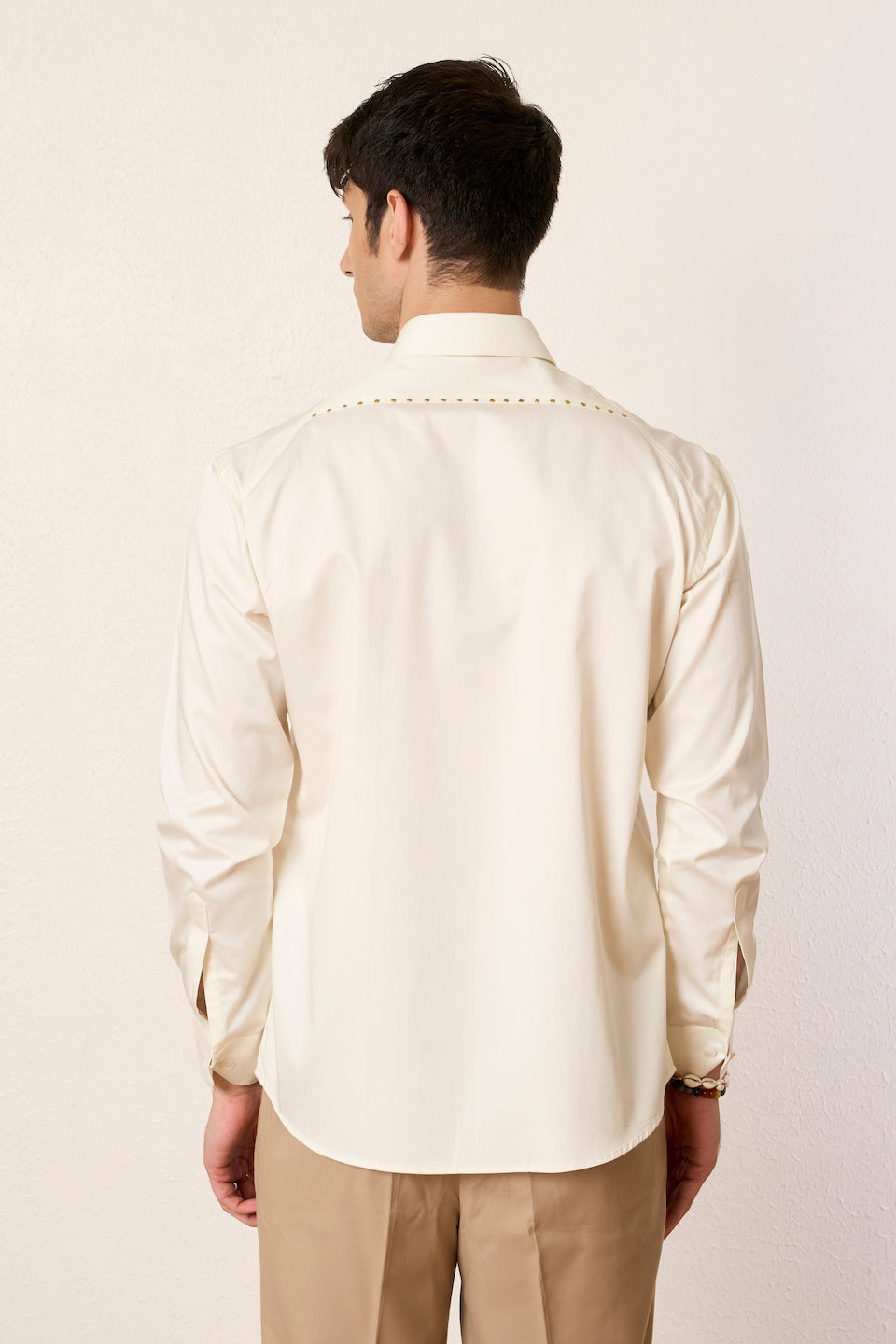 Gargee Designer's Ivory Studded Yoke Shirt Gargee