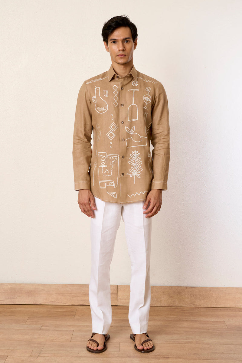Gargee Designer's Beige Quirky Contemporary Shirt Gargee