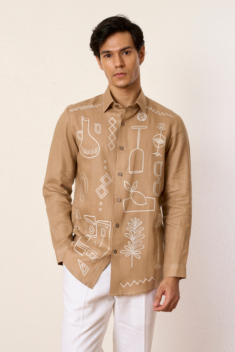 Gargee Designer's Beige Quirky Contemporary Shirt Gargee