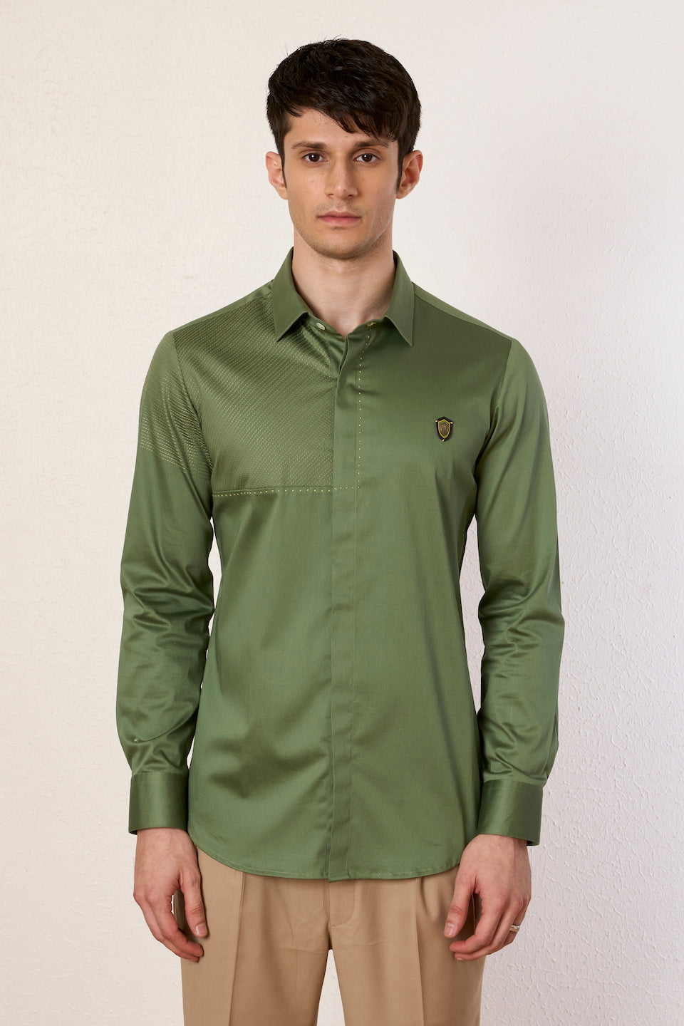Gargee Designer's Green Satin Troop Shirt Gargee
