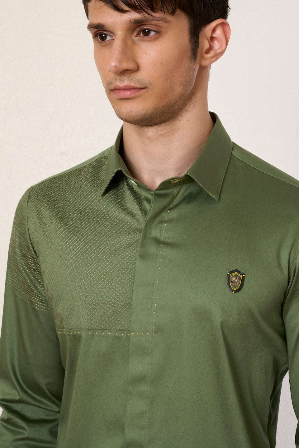 Gargee Designer's Green Satin Troop Shirt Gargee