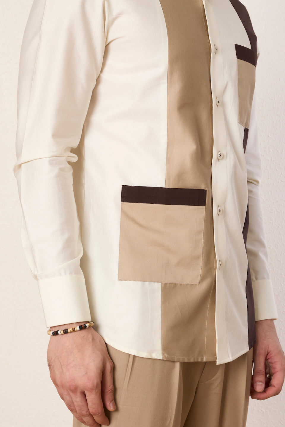 Gargee Designer's Brown Utility Color Block Shirt Gargee