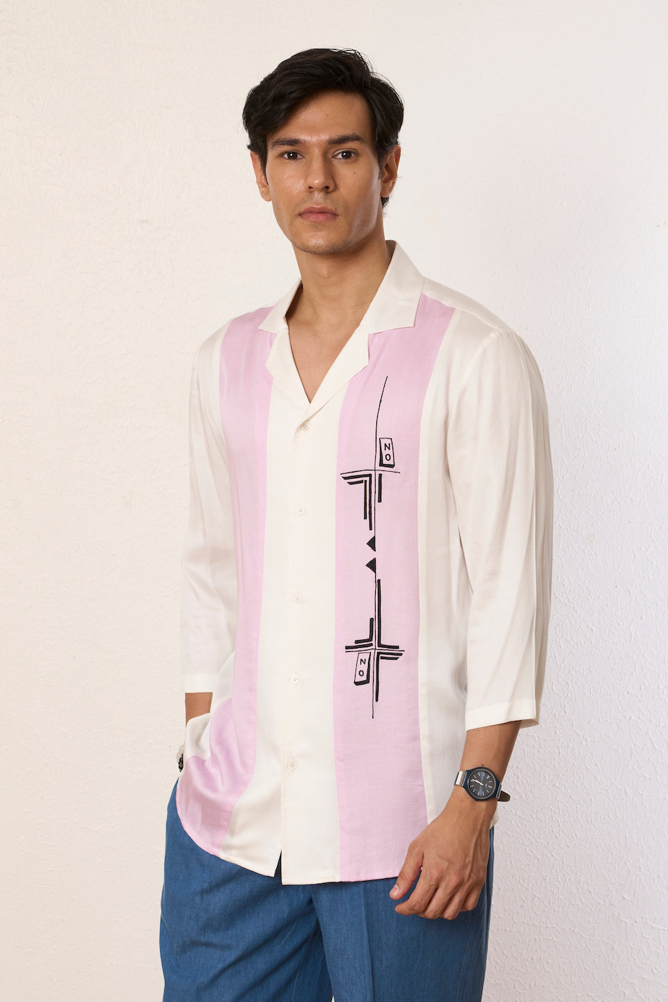 Gargee Designer's White Panelled Switch Shirt Gargee