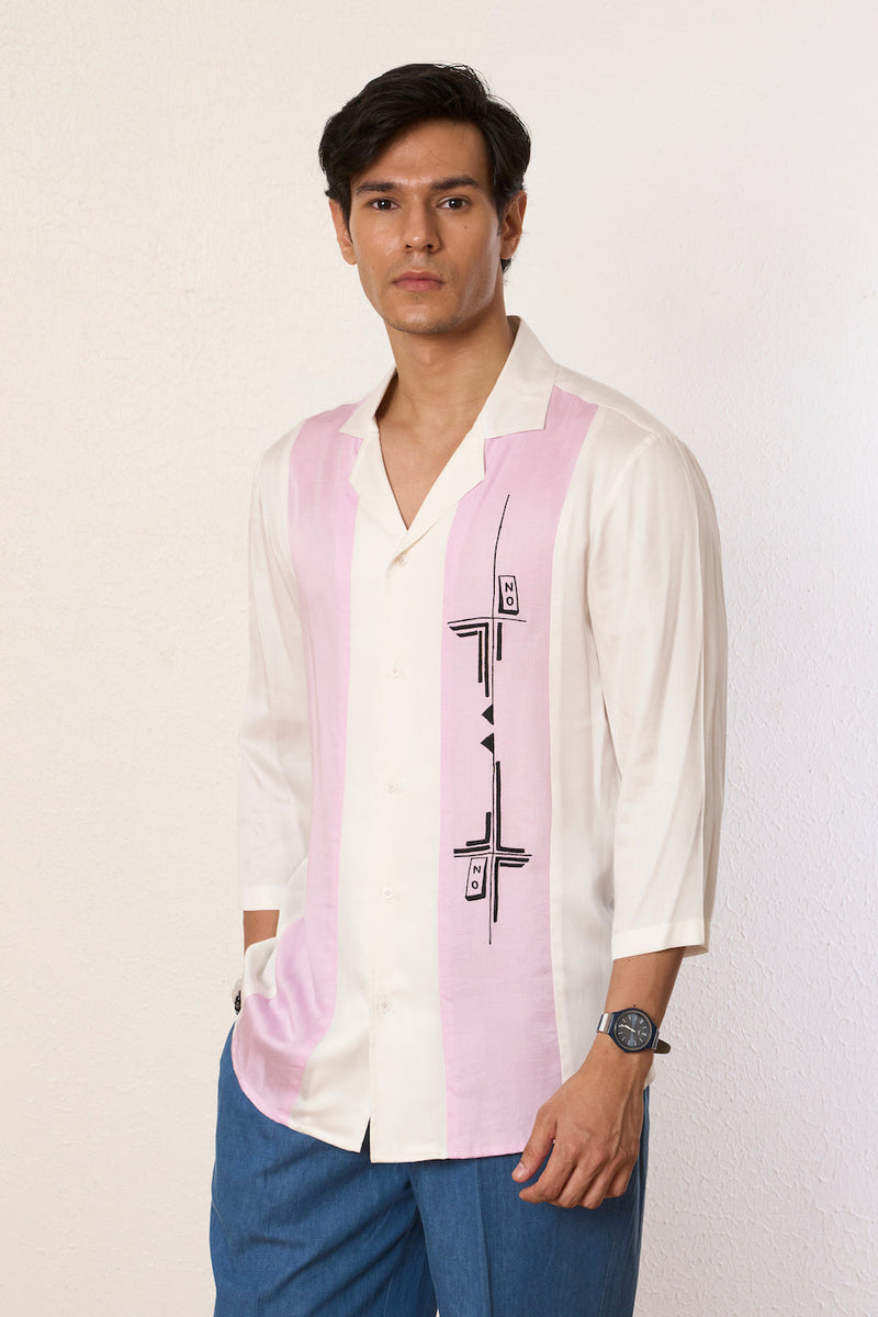 Gargee Designer's White Panelled Switch Shirt Gargee