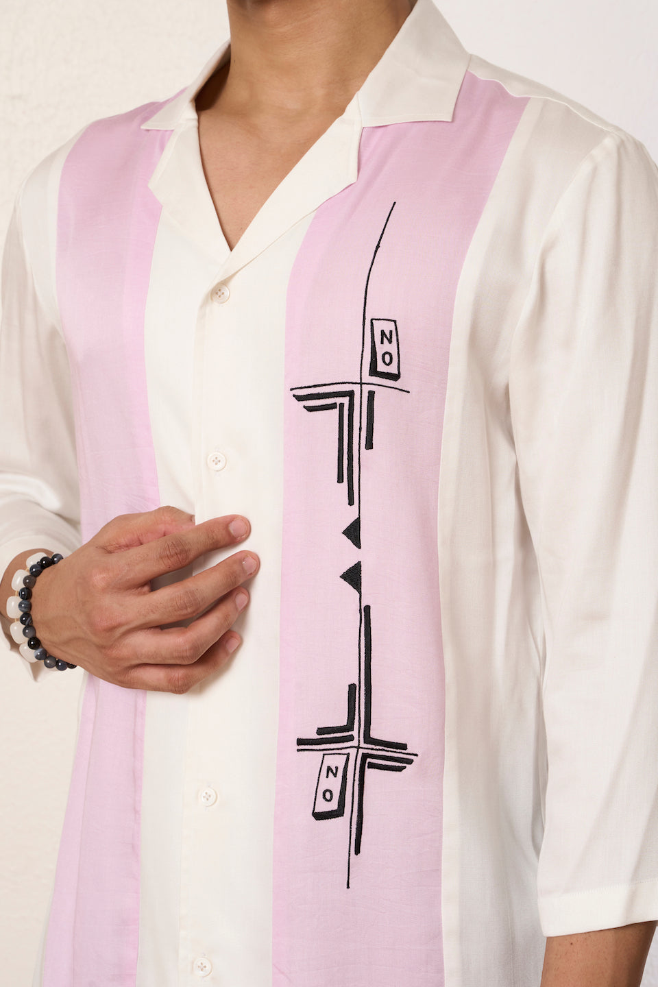 Gargee Designer's White Panelled Switch Shirt Gargee