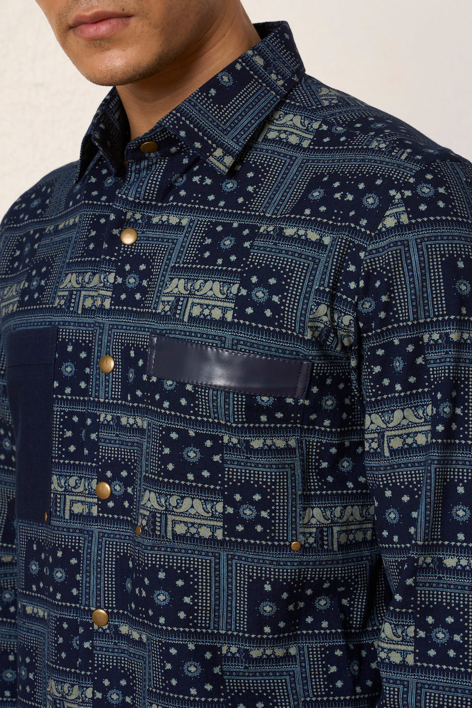 Gargee Designer's Indigo Printed Bandana Shirt Gargee