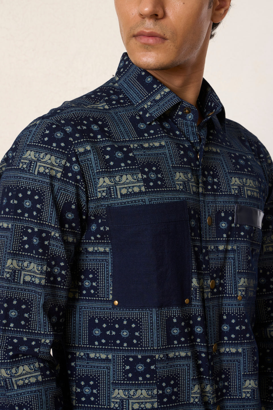 Gargee Designer's Indigo Printed Bandana Shirt Gargee