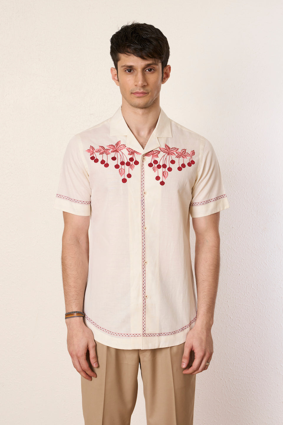 Gargee Designer's Ivory Cherry Camp Shirt Gargee