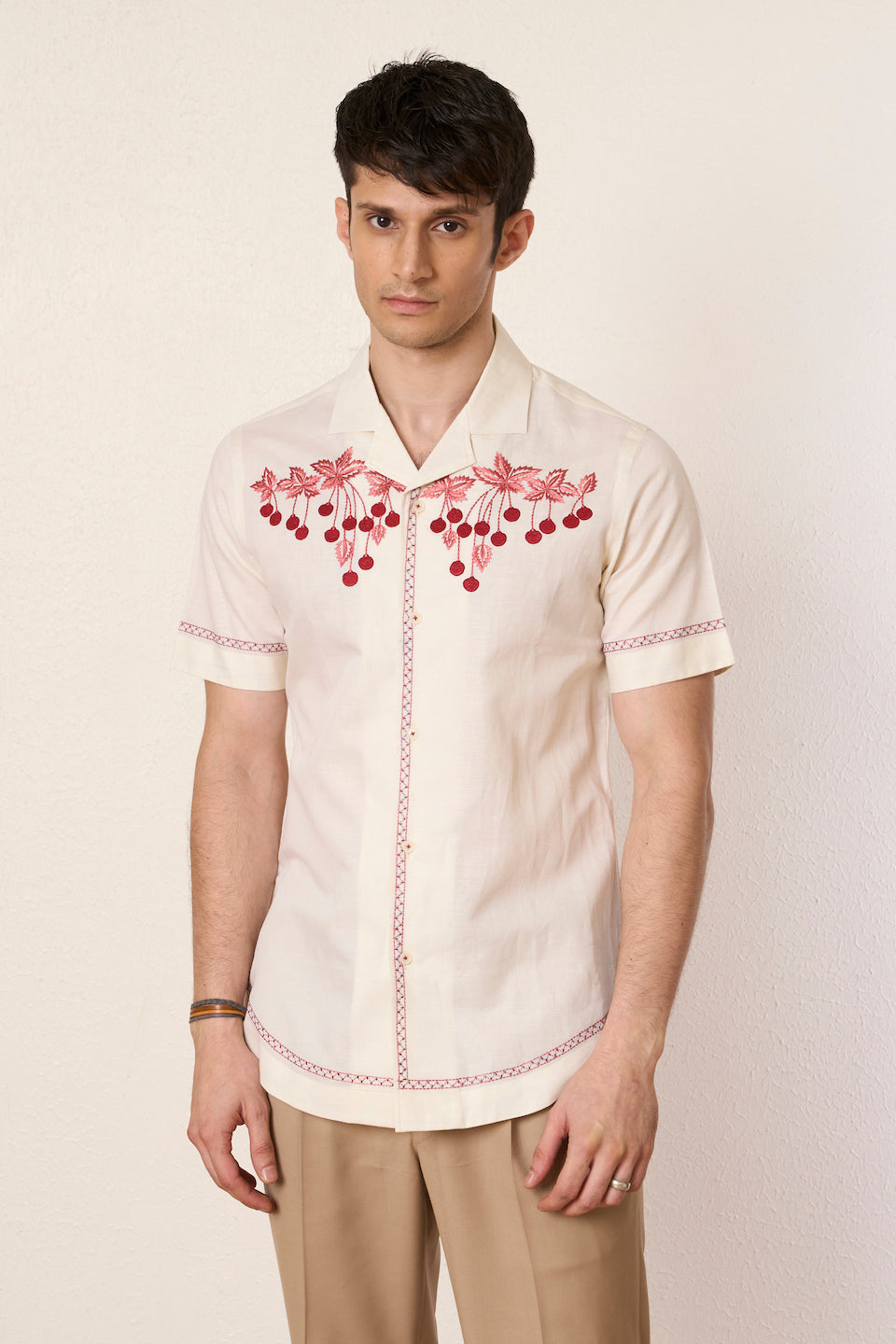 Gargee Designer's Ivory Cherry Camp Shirt Gargee