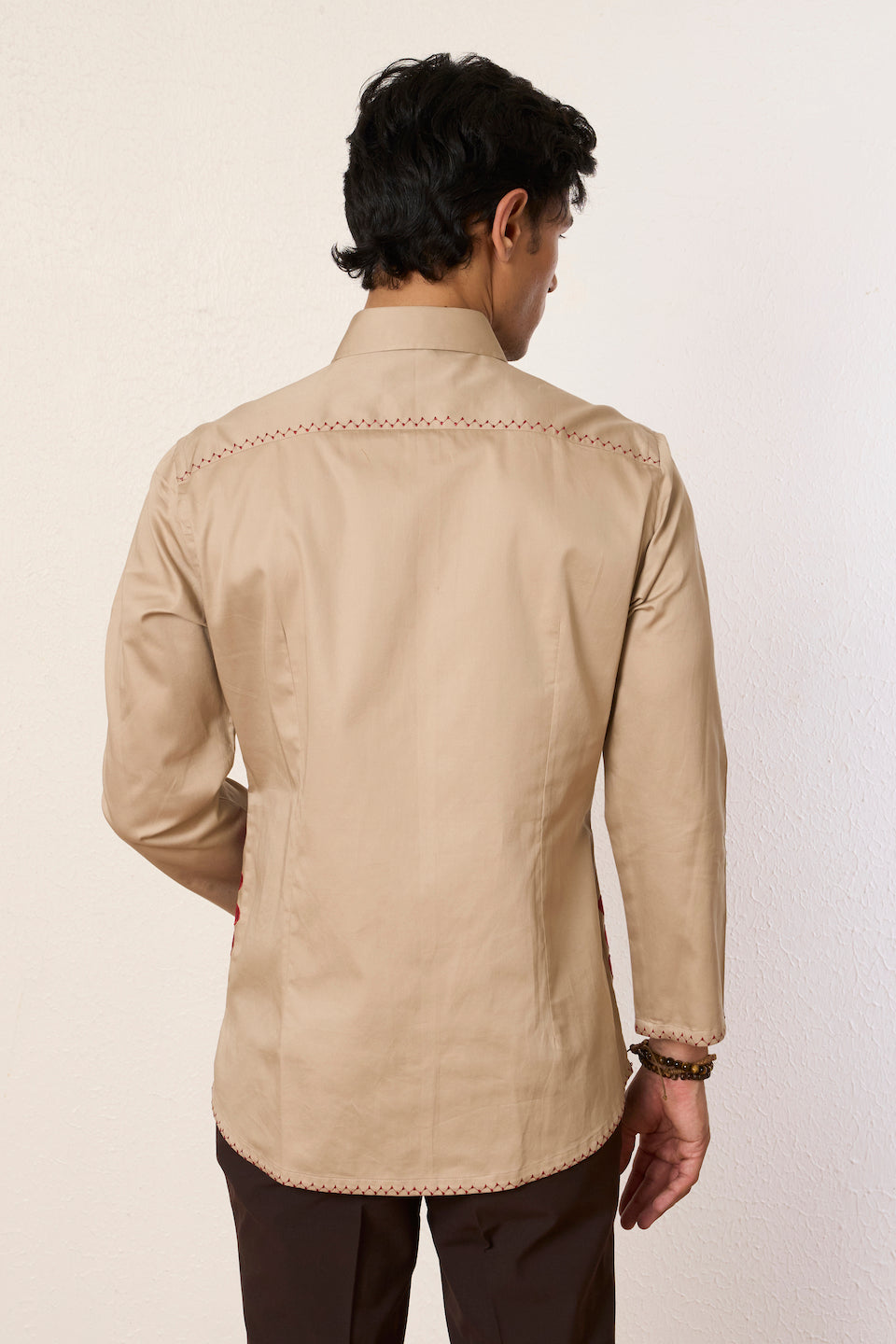 Gargee Designer's Beige Amoeba Applique Shirt Gargee