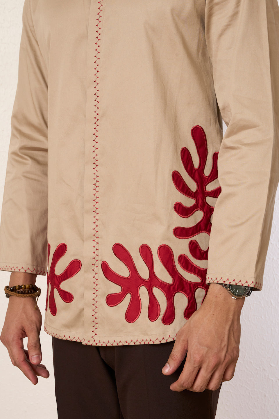 Gargee Designer's Beige Amoeba Applique Shirt Gargee
