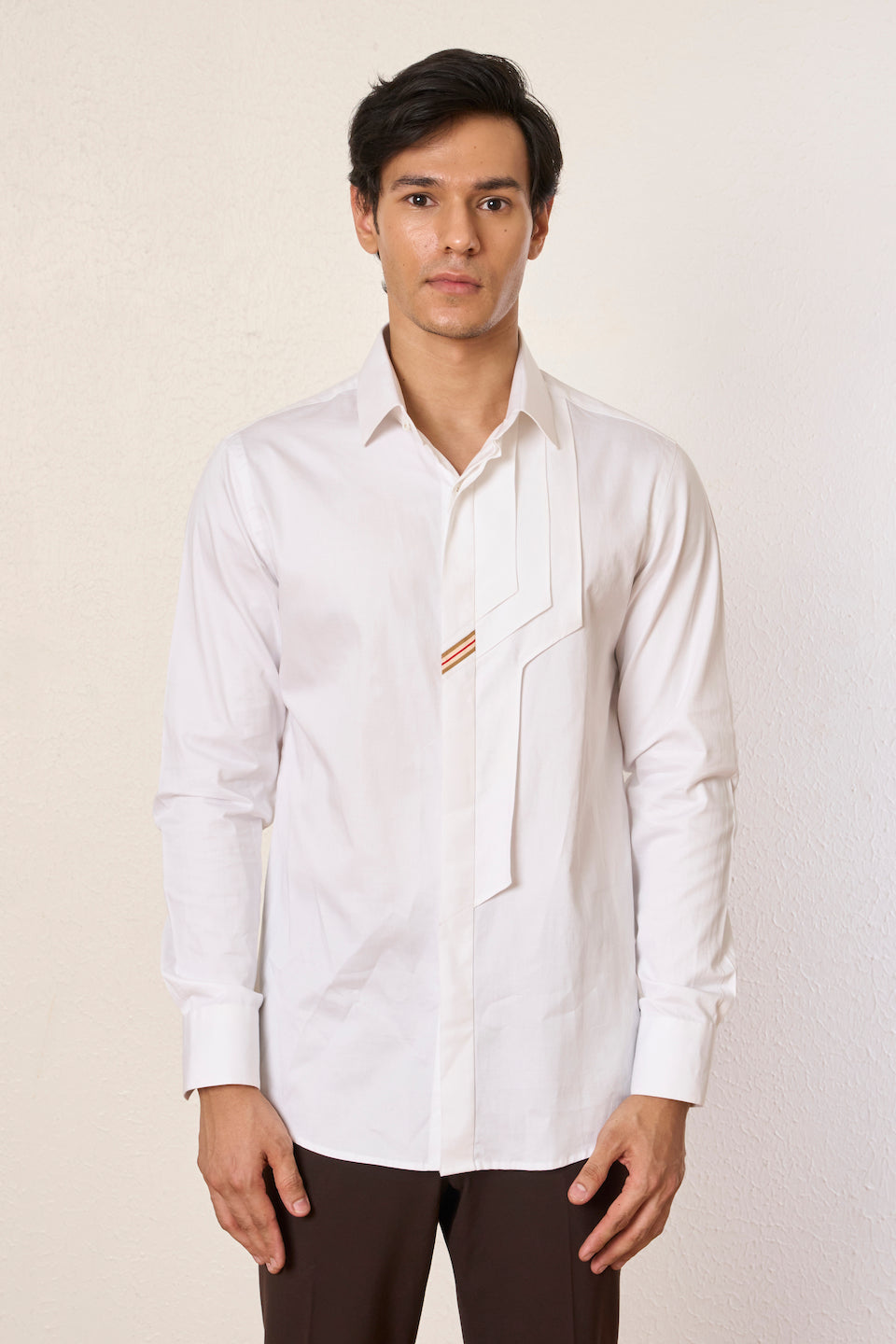 Gargee Designer's White Panelled Band Shirt Gargee