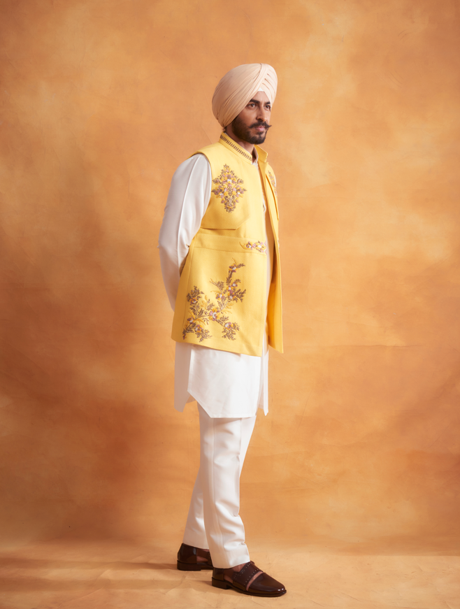 Gargee Designer's YELLOW EMBROIDERED Shrug Set Gargee