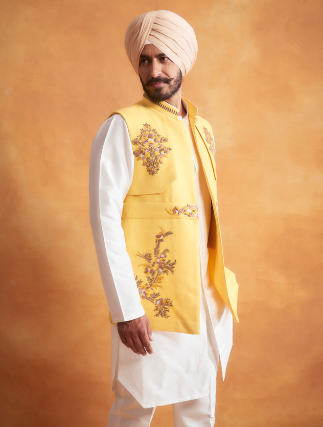 Gargee Designer's YELLOW EMBROIDERED Shrug Set Gargee