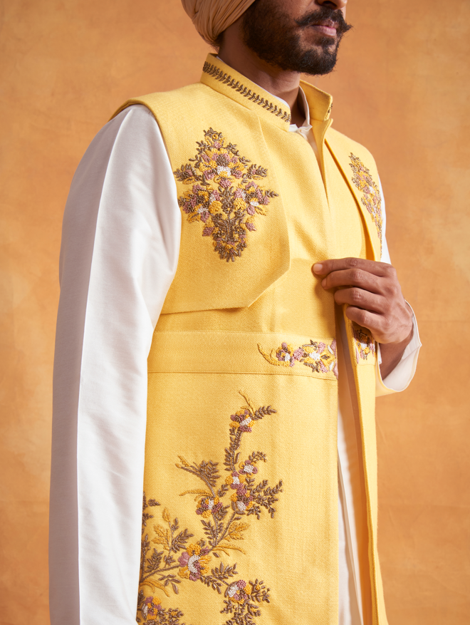 Gargee Designer's YELLOW EMBROIDERED Shrug Set Gargee