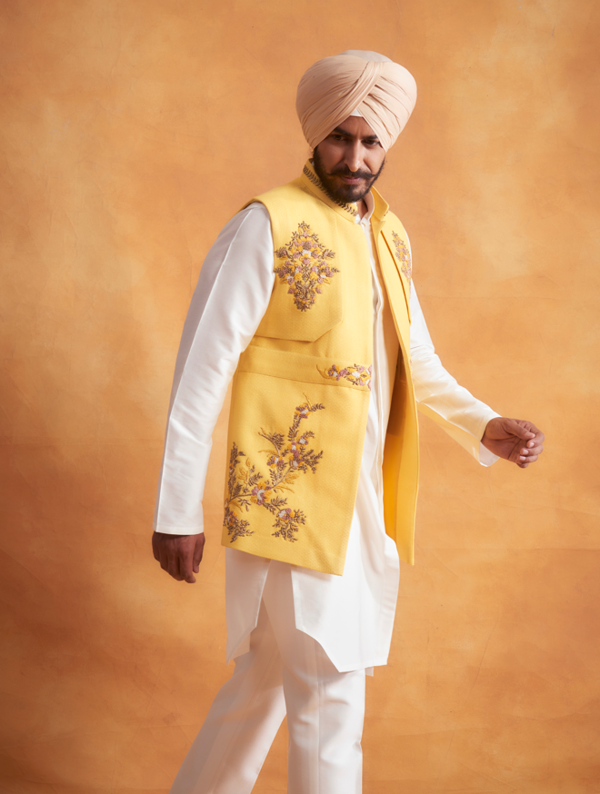 Gargee Designer's YELLOW EMBROIDERED Shrug Set Gargee