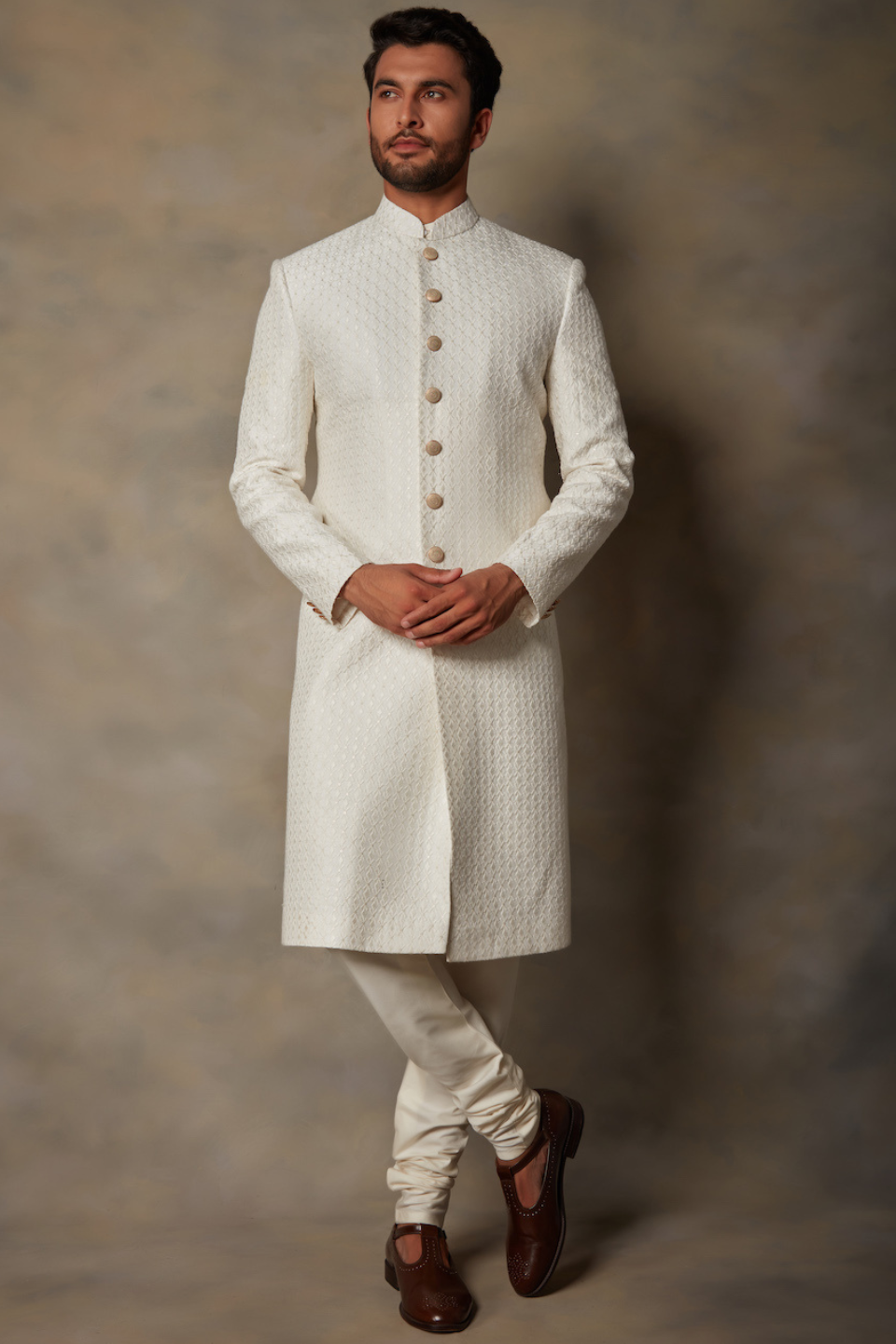 Gargee Designer's IVORY EMBROIDERED SHERWANI SET Gargee Designer