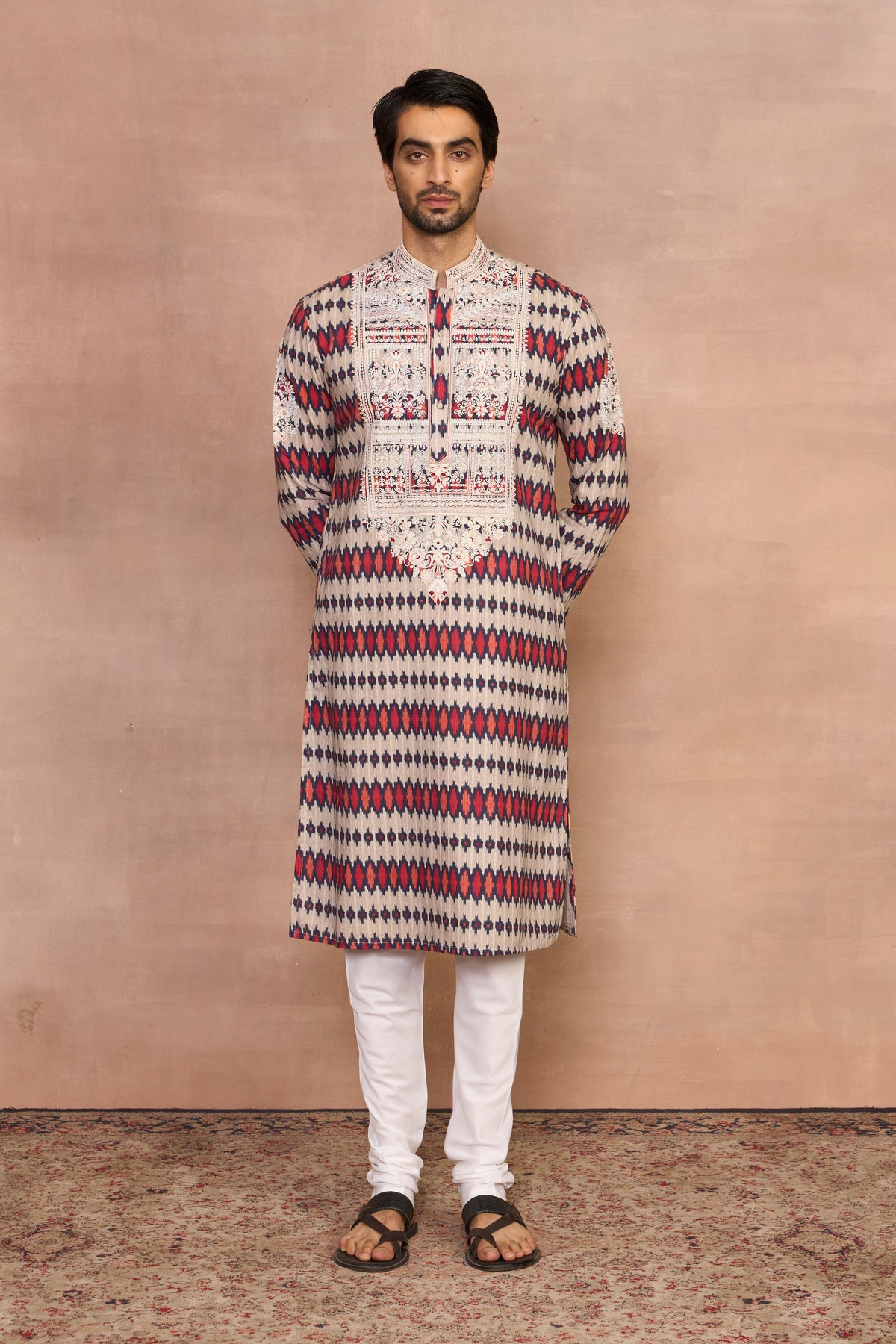 Gargee Designer's Gulbadan Multicolor Ikat Kurta Set Gargee