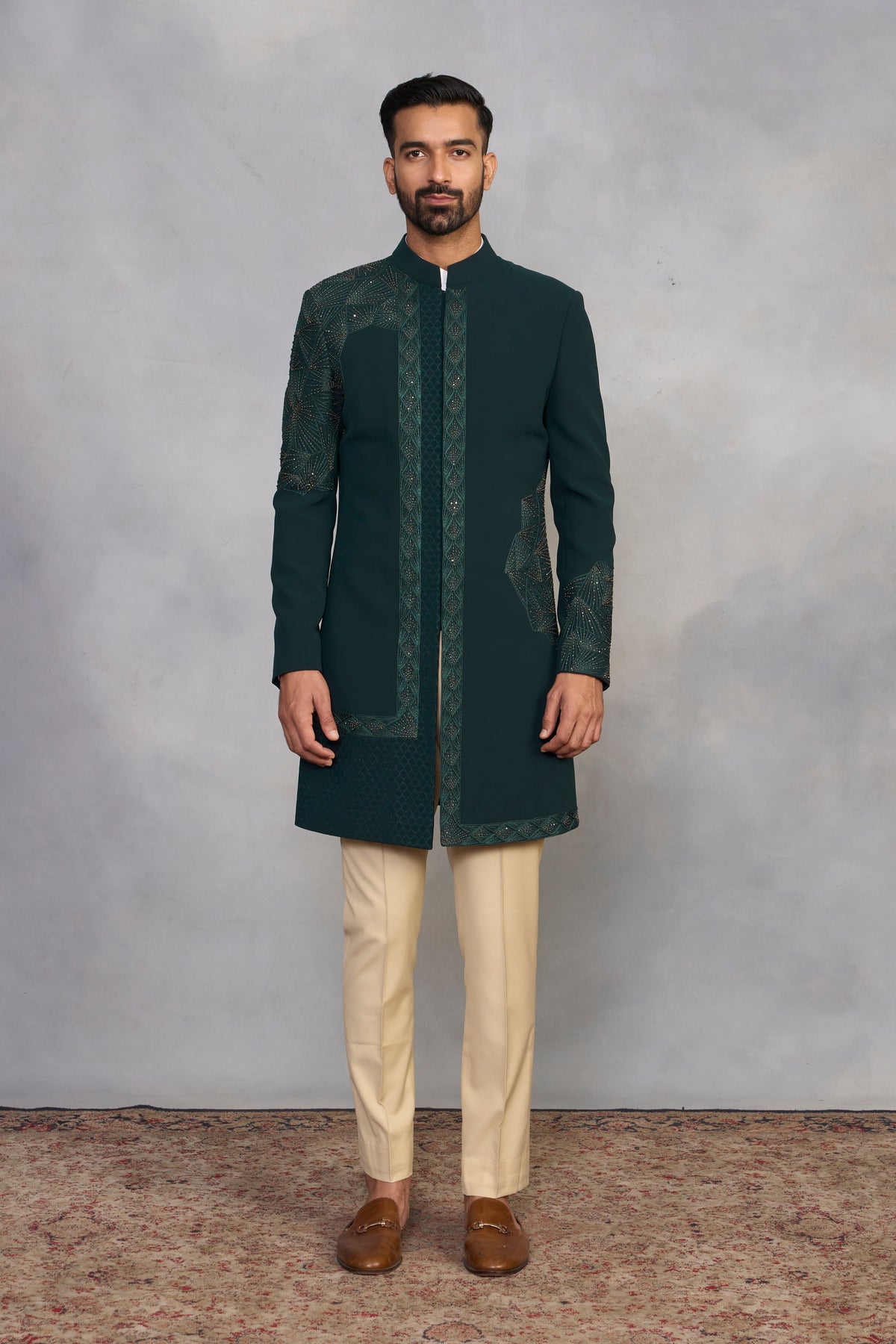 Gargee Designer's Meher Green Indowestern Set Gargee