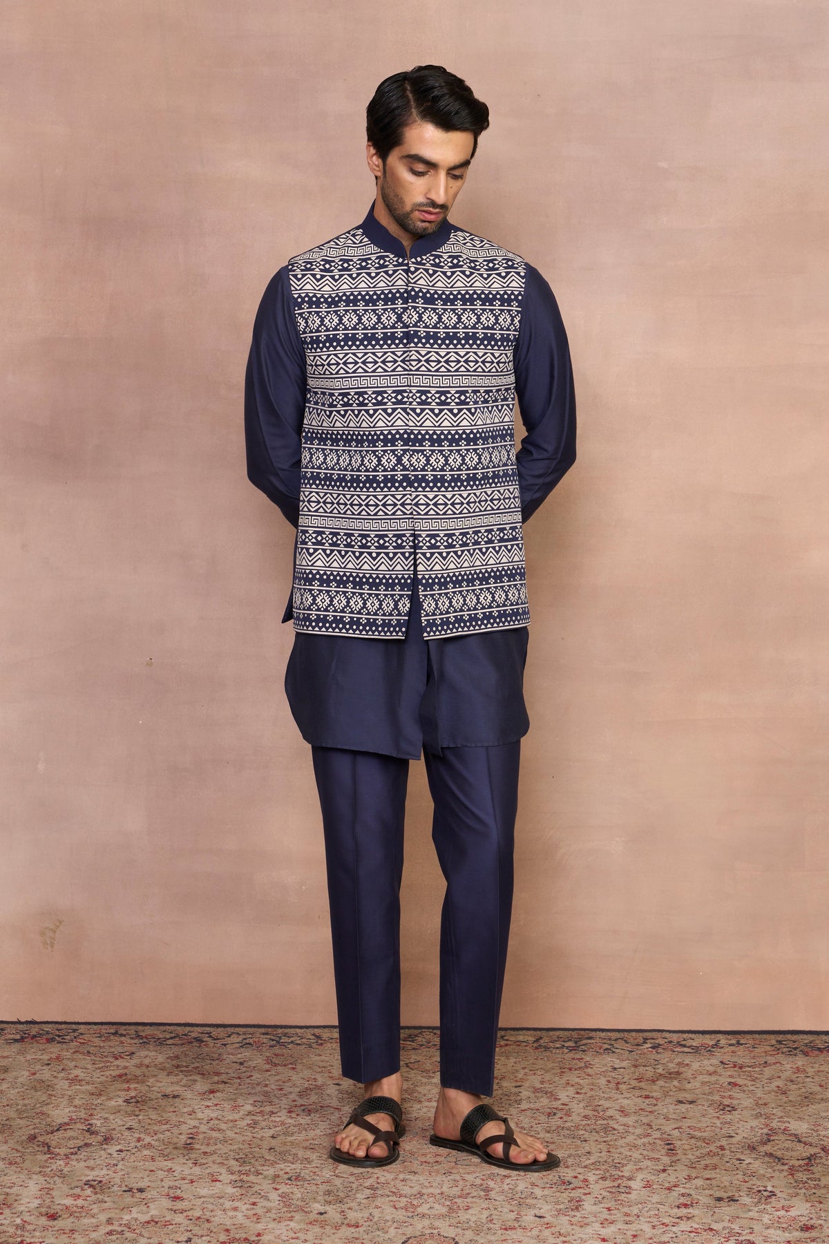 Gargee Designer's Raunaq Navy Bundi Set Gargee