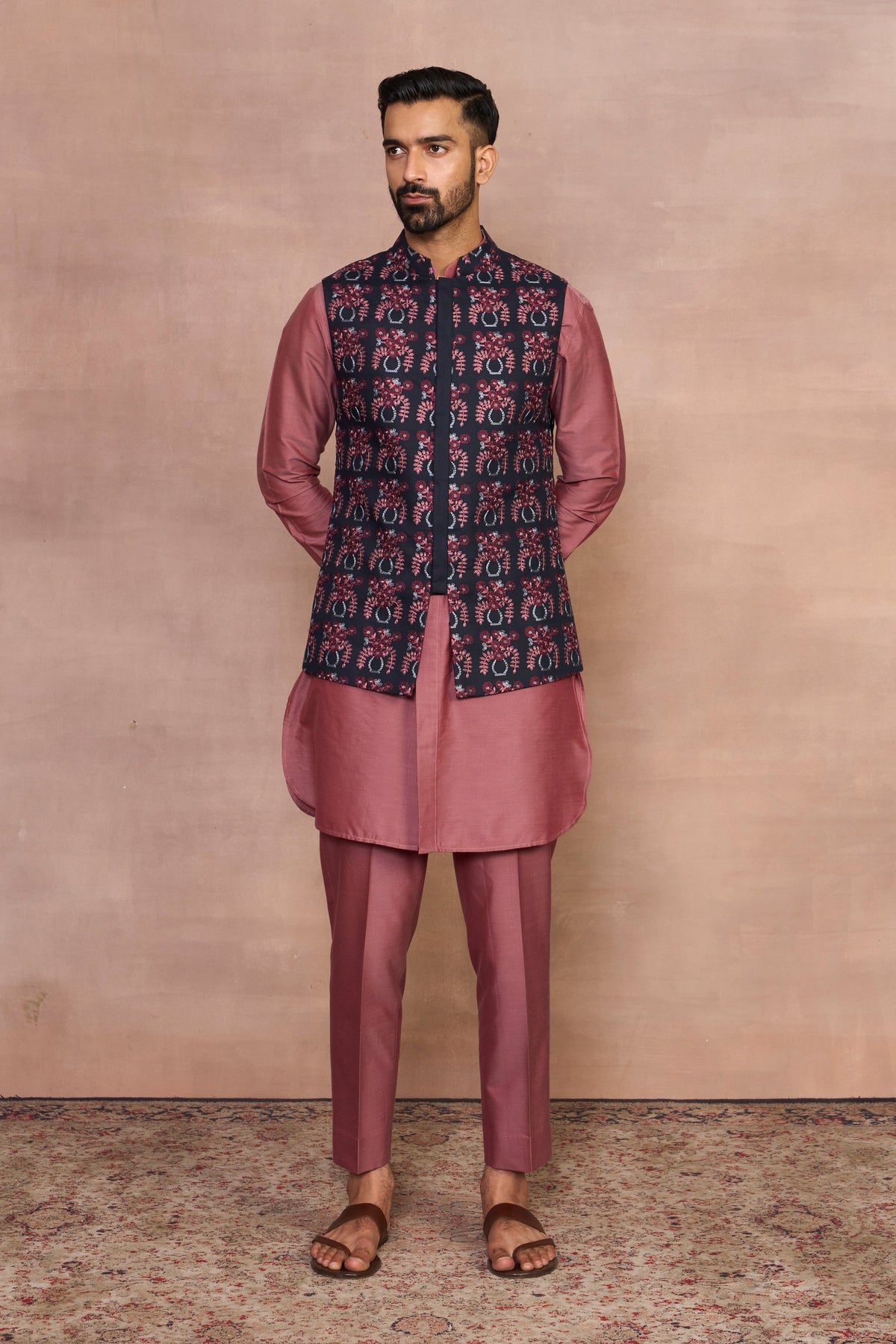Gargee Designer's Chhand Pink Bundi Set Gargee