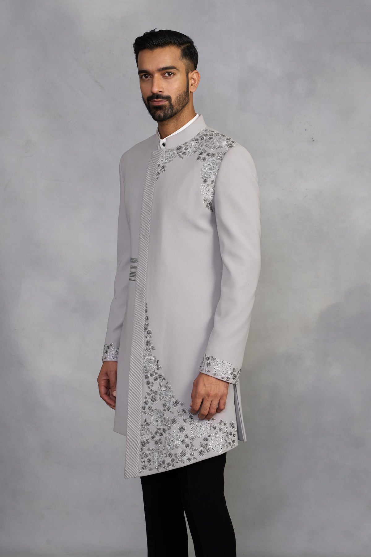 Gargee Designer's Rasleela Grey Indowestern Set Gargee