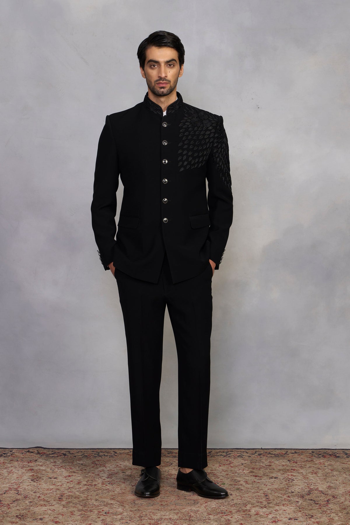 Gargee Designer's Zubair Black Jodhpuri Set Gargee