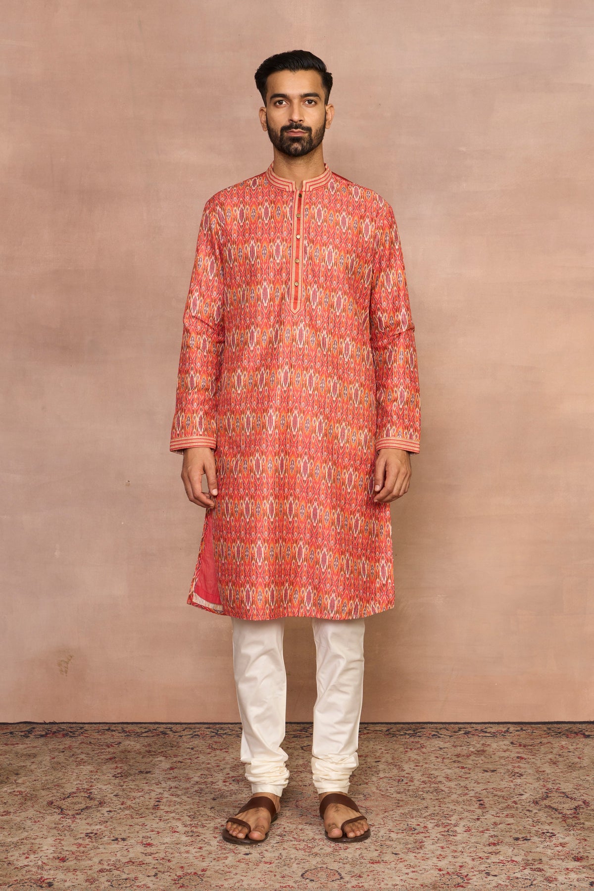Gargee Designer's Farishta Orange Ikat Kurta Set Gargee