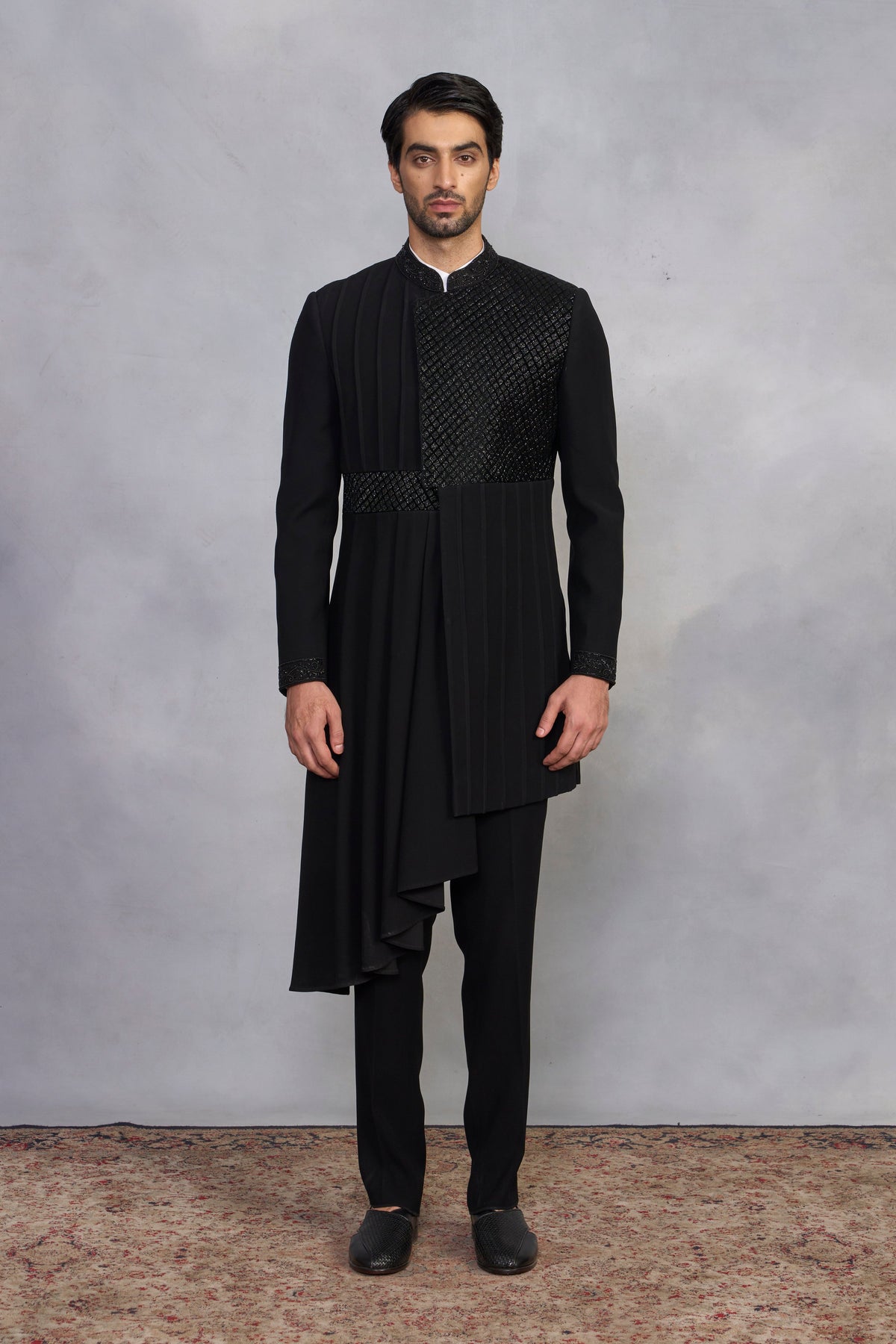 Gargee Designer's Nazaakat Black Indowestern Set Gargee