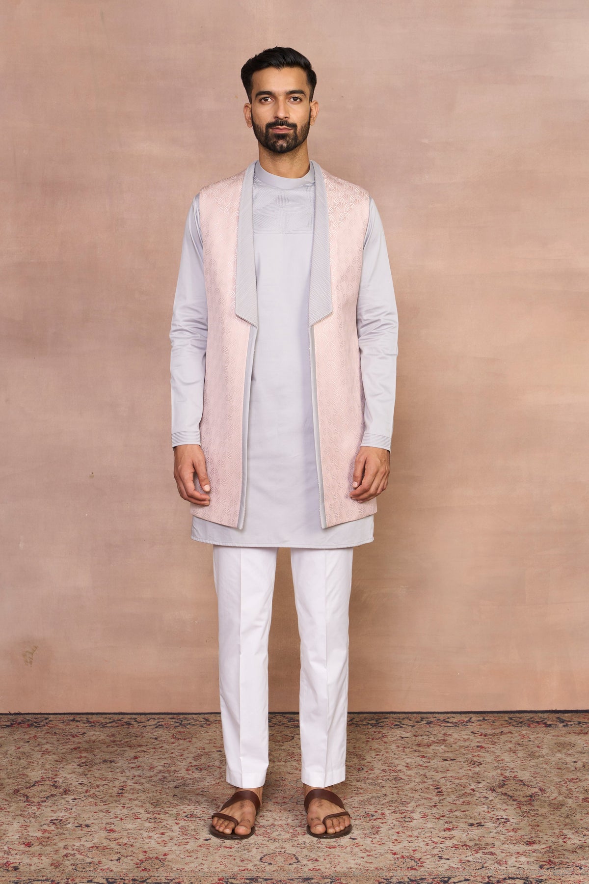 Gargee Designer's Nishan Peach SHRUG SET Gargee