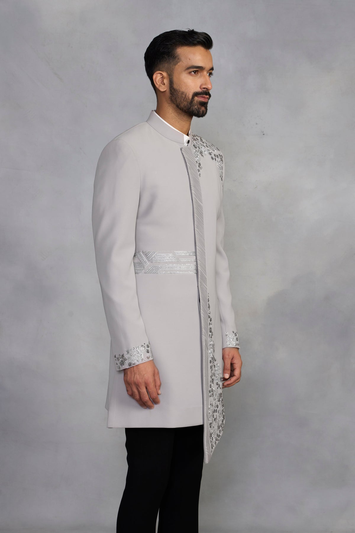 Gargee Designer's Rasleela Grey Indowestern Set Gargee