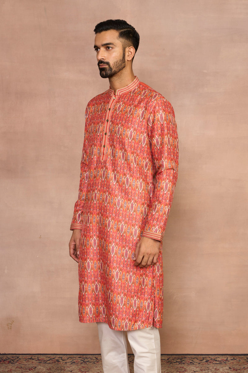 Gargee Designer's Farishta Orange Ikat Kurta Set Gargee