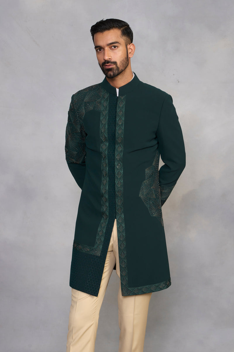 Gargee Designer's Meher Green Indowestern Set Gargee