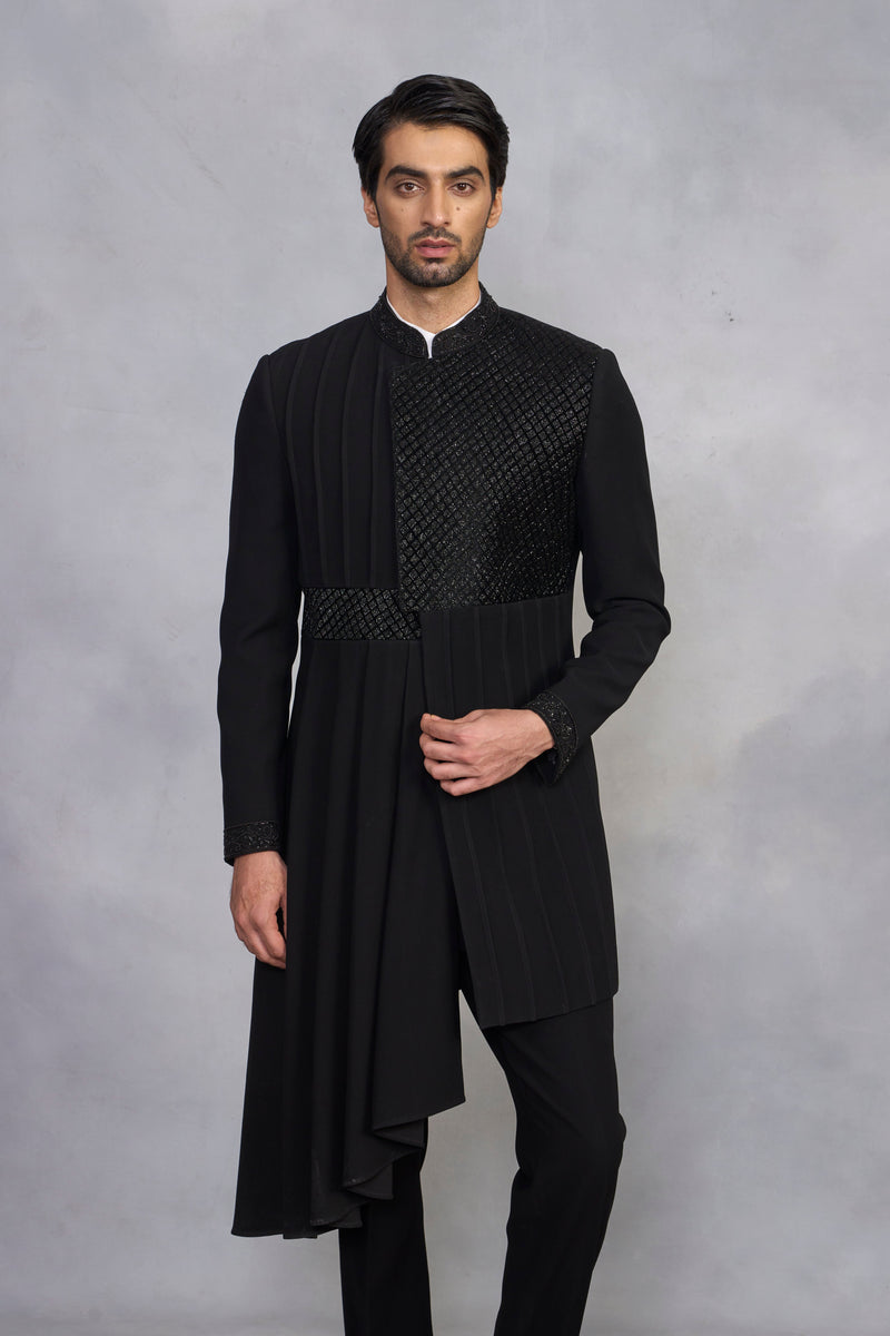 Gargee Designer's Nazaakat Black Indowestern Set Gargee