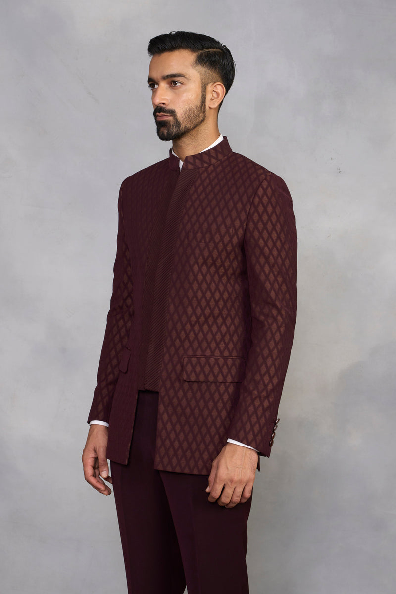 Gargee Designer's Wine Rasiya Jodhpuri Set Gargee