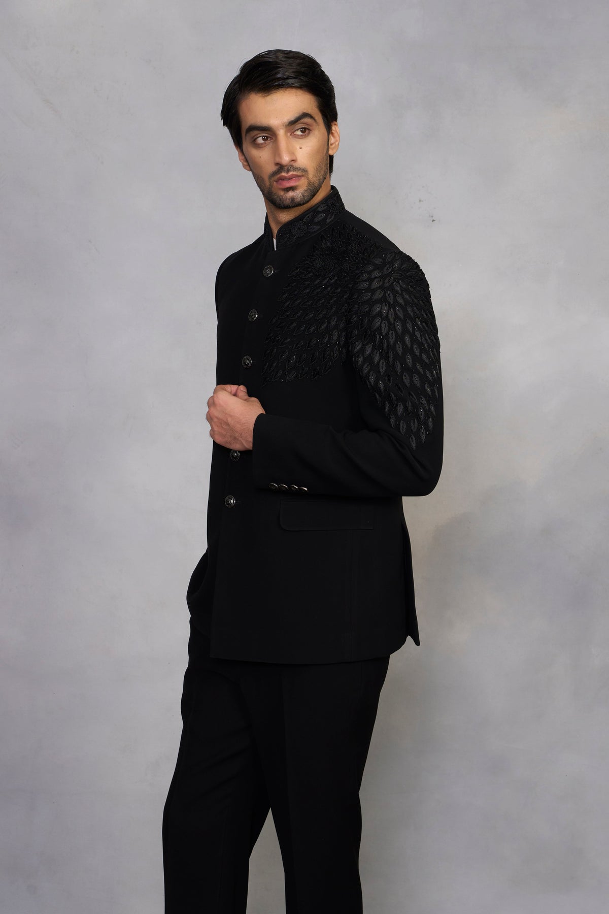 Gargee Designer's Zubair Black Jodhpuri Set Gargee