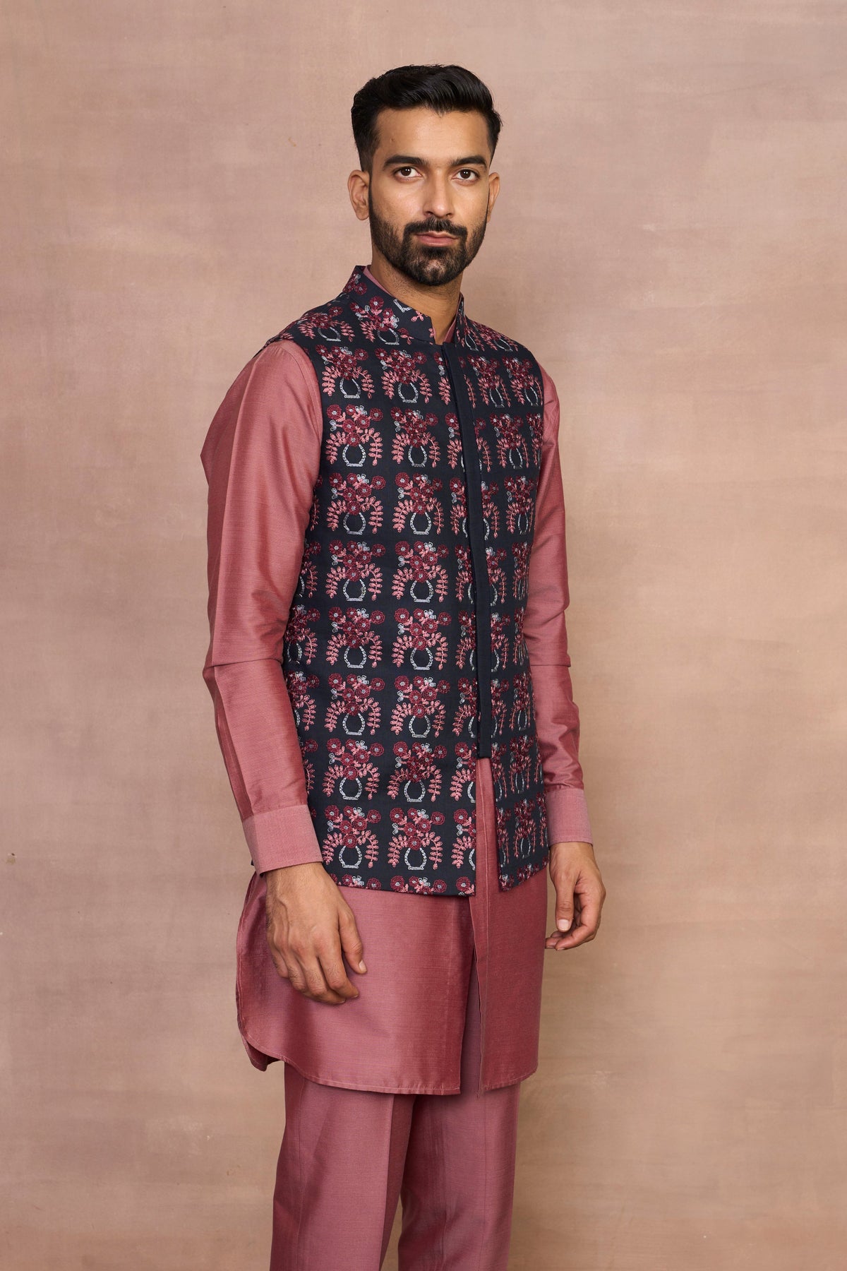 Gargee Designer's Chhand Pink Bundi Set Gargee