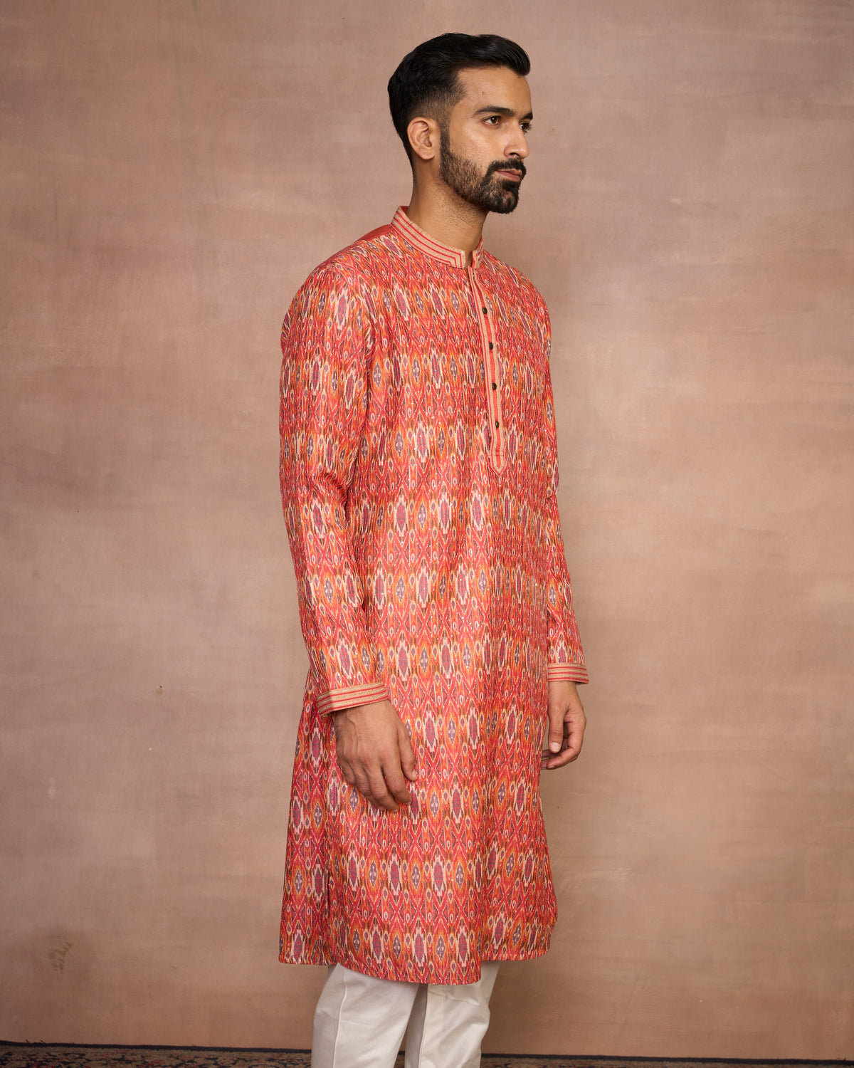 Gargee Designer's Farishta Orange Ikat Kurta Set Gargee