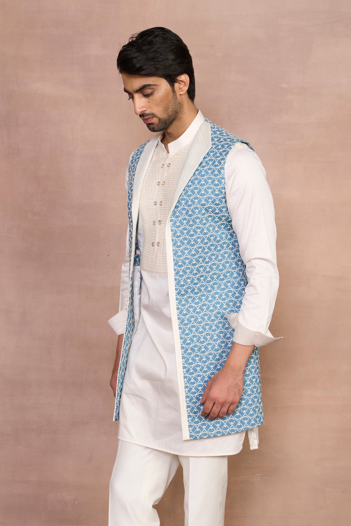 Gargee Designer's Mulaqat Aqua Shrug Set Gargee