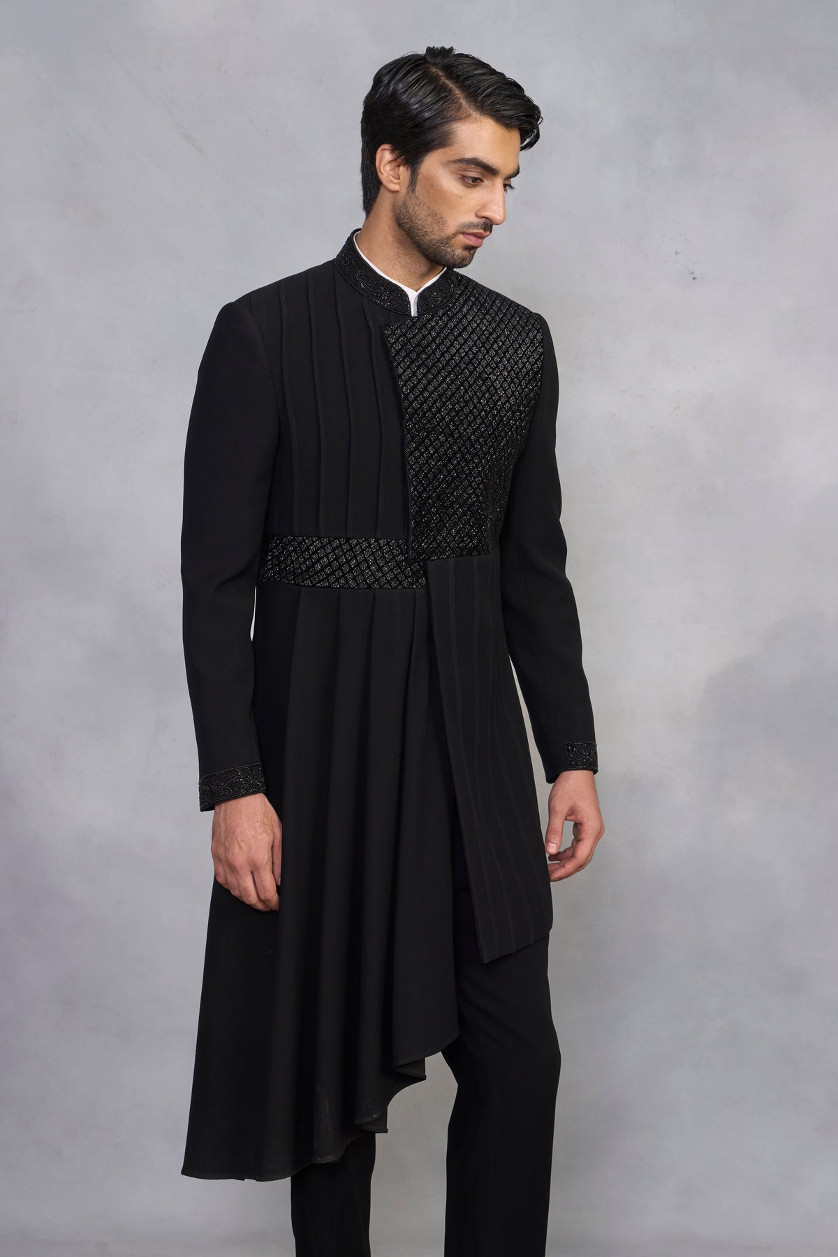 Gargee Designer's Nazaakat Black Indowestern Set Gargee