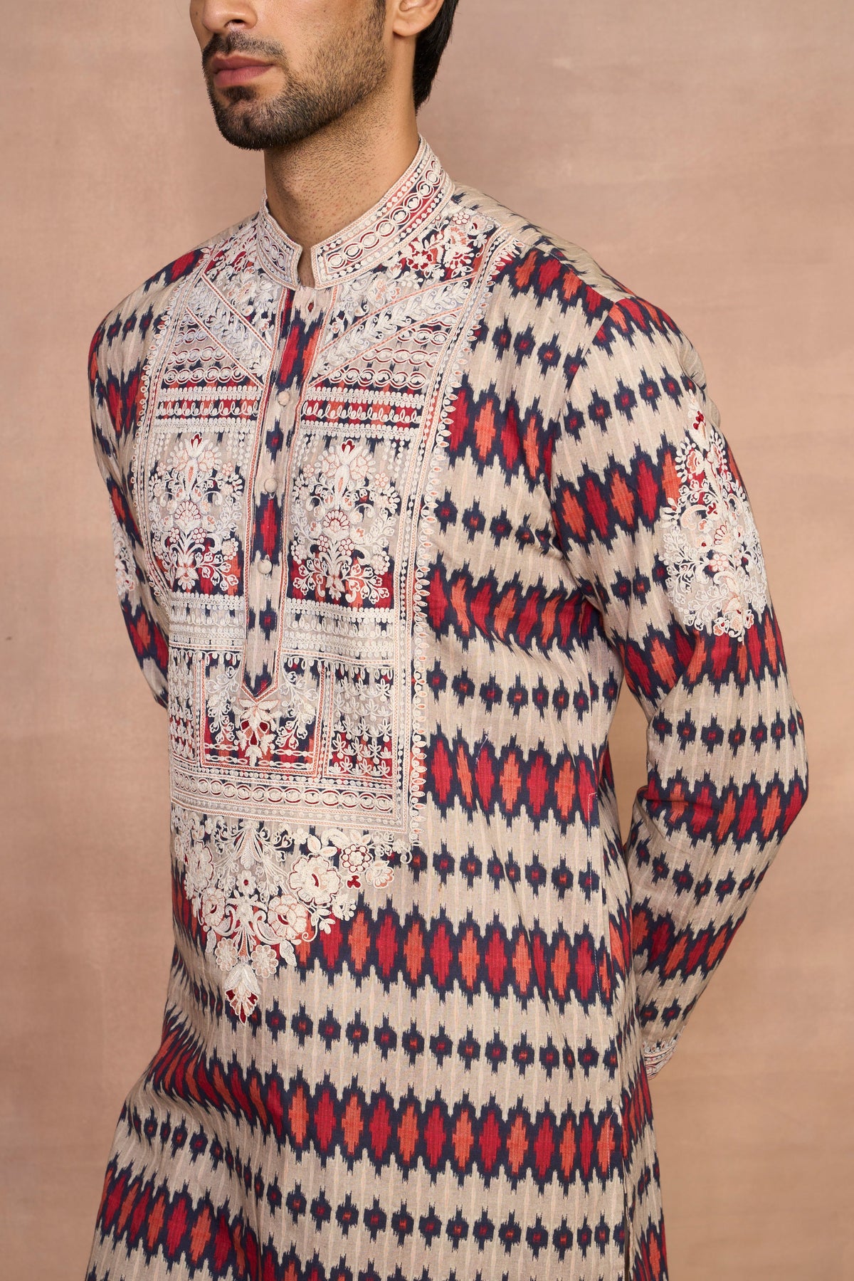 Gargee Designer's Gulbadan Multicolor Ikat Kurta Set Gargee
