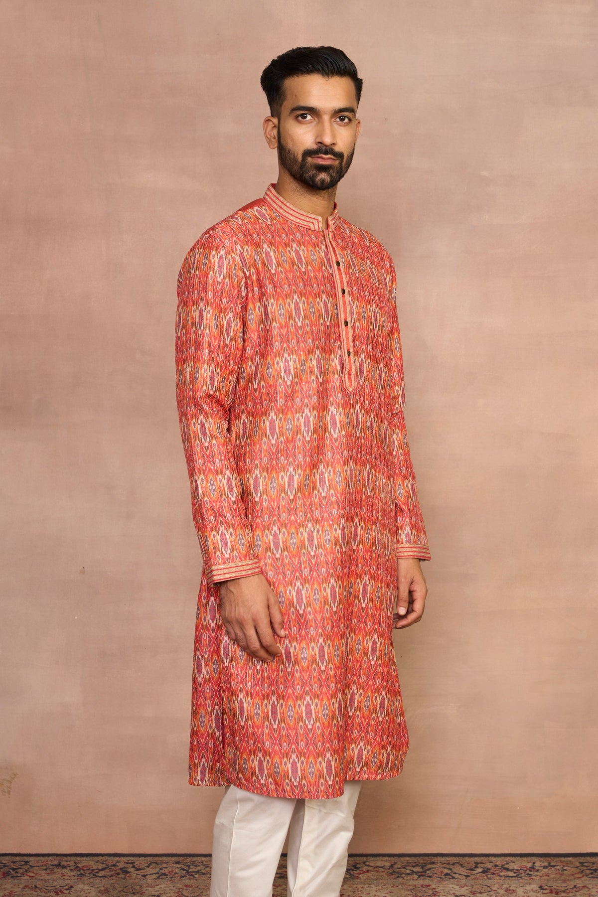 Gargee Designer's Farishta Orange Ikat Kurta Set Gargee