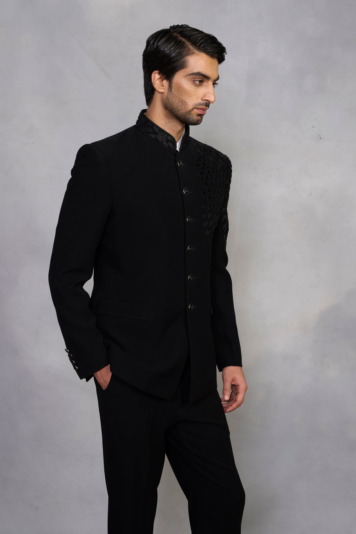 Gargee Designer's Zubair Black Jodhpuri Set Gargee