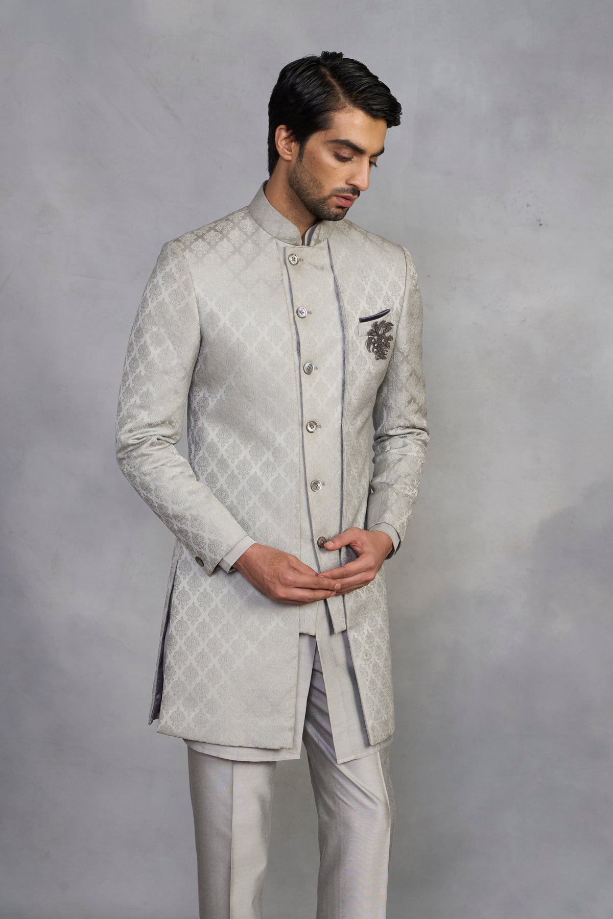 Gargee Designer's Raag Grey Indowestern Set Gargee