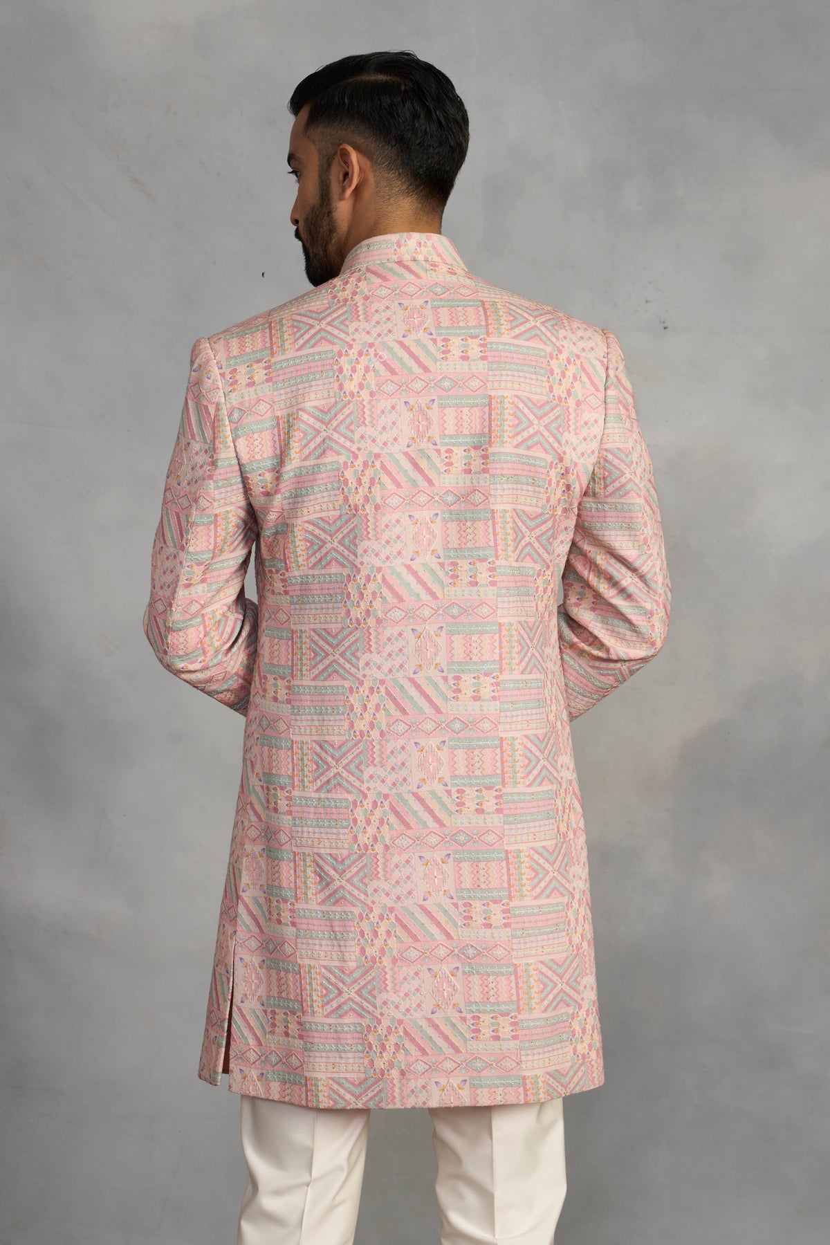 Gargee Designer's Jashn Peach Indowestern Set Gargee